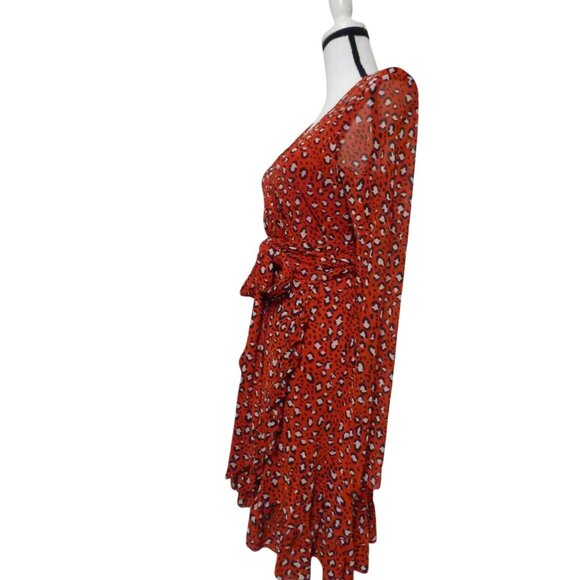 Sanctuary Emma Ruffled Wrap Dress, Red, Size M - Picture 10 of 11